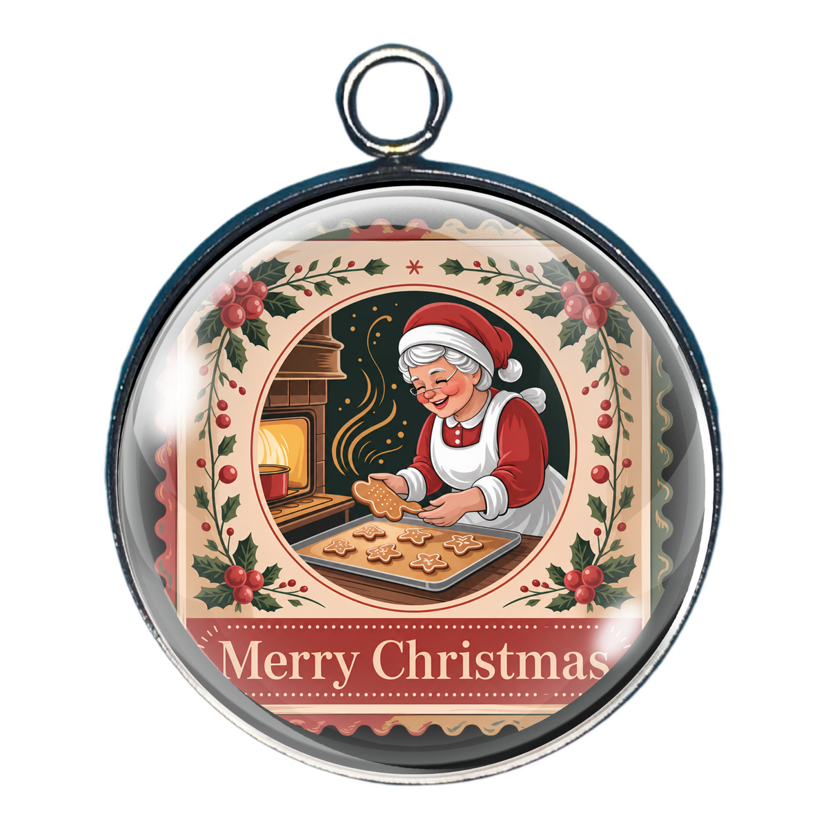 Vintage Christmas Postage Stamp Glass Cabochon Charms