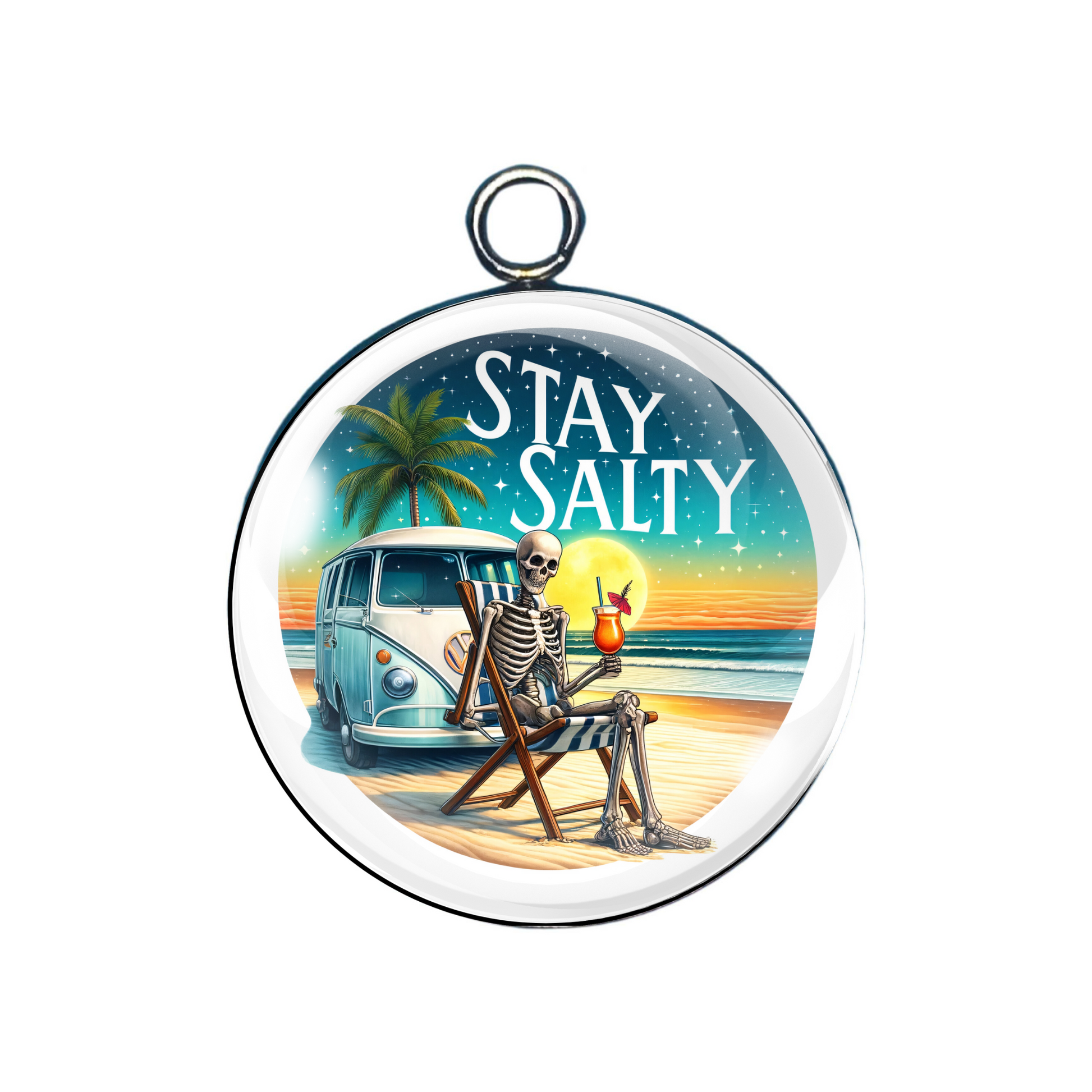 Salty glass cabochon charm