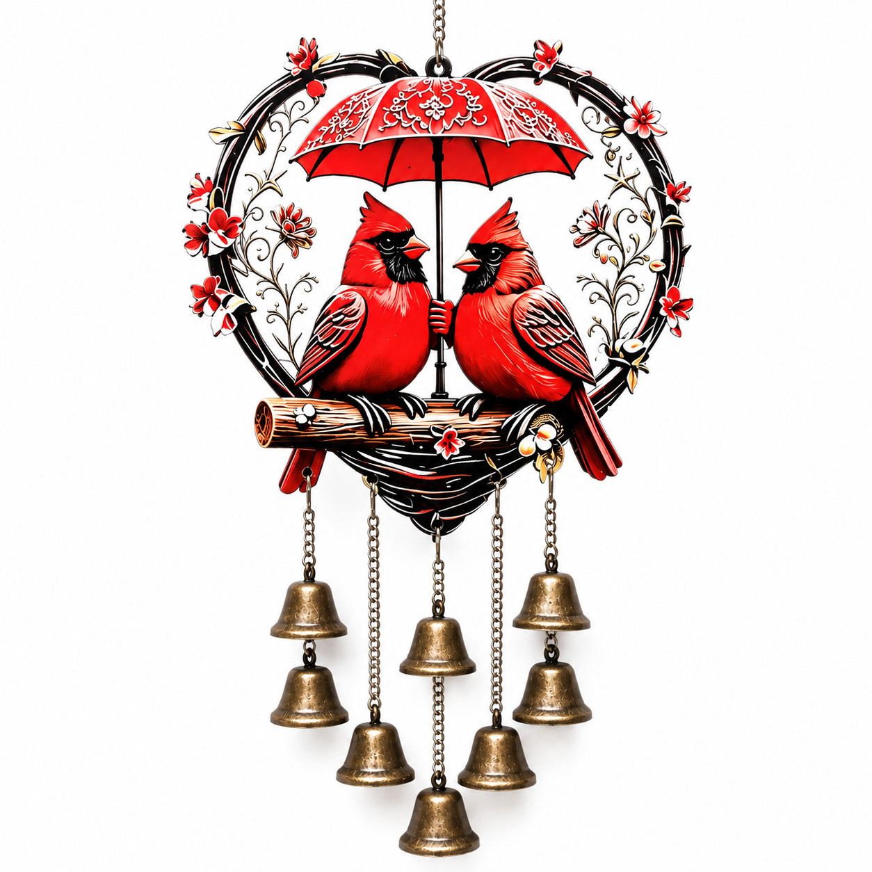 Cardinal Couple Garden Chime – Weather-Resistant Acrylic Wind Chime