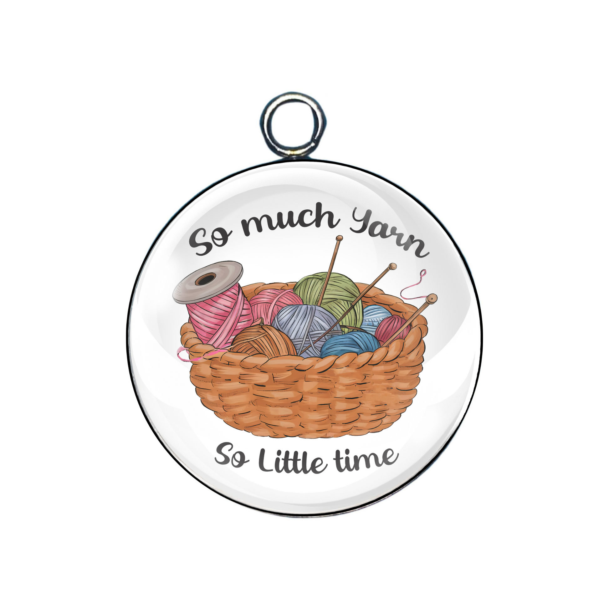 yarn glass cabochon charm