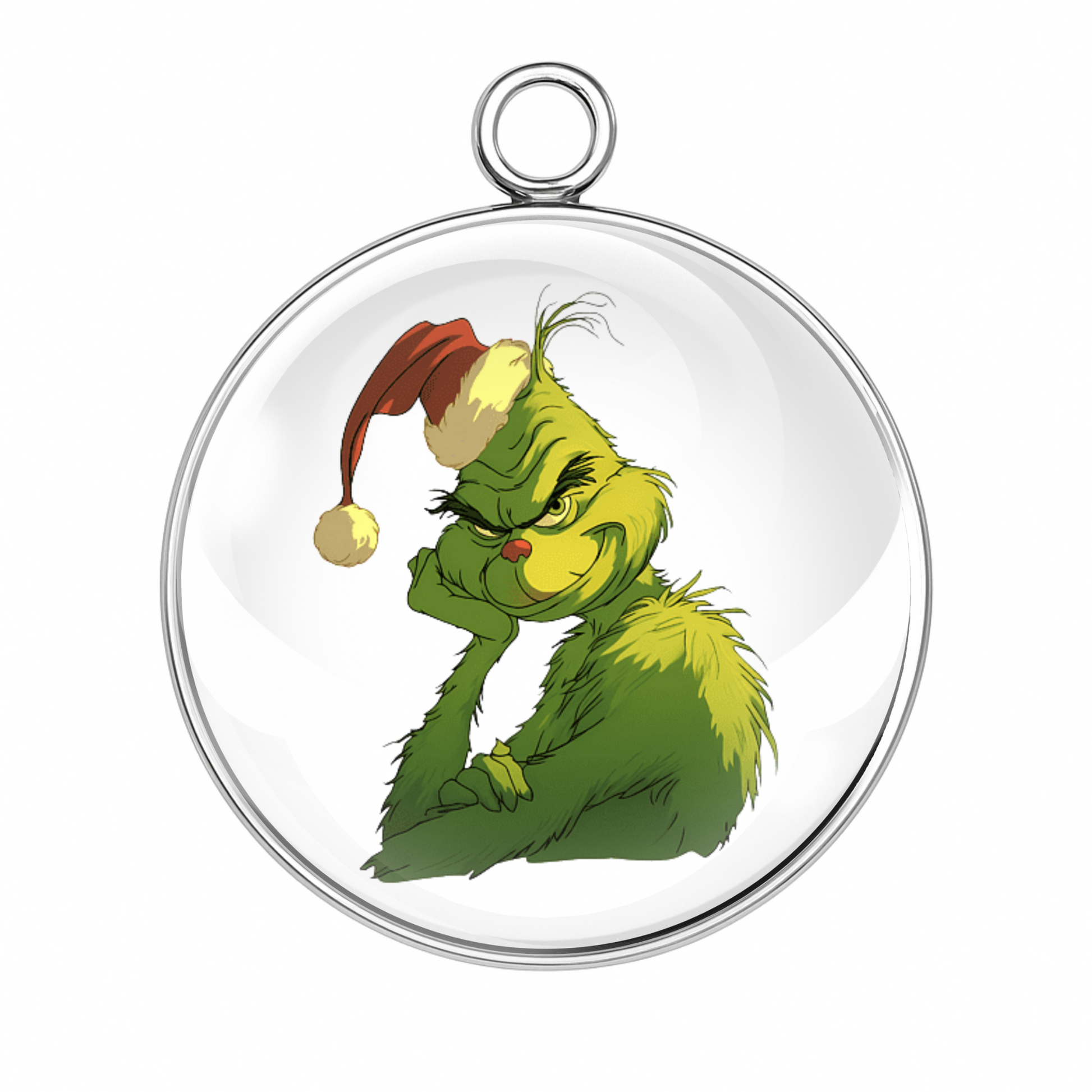 Style 7 – Sleepy Santa Hat Grinch
Alt Tag: “Sleepy Grinch with Santa hat charm for handmade Christmas jewelry”