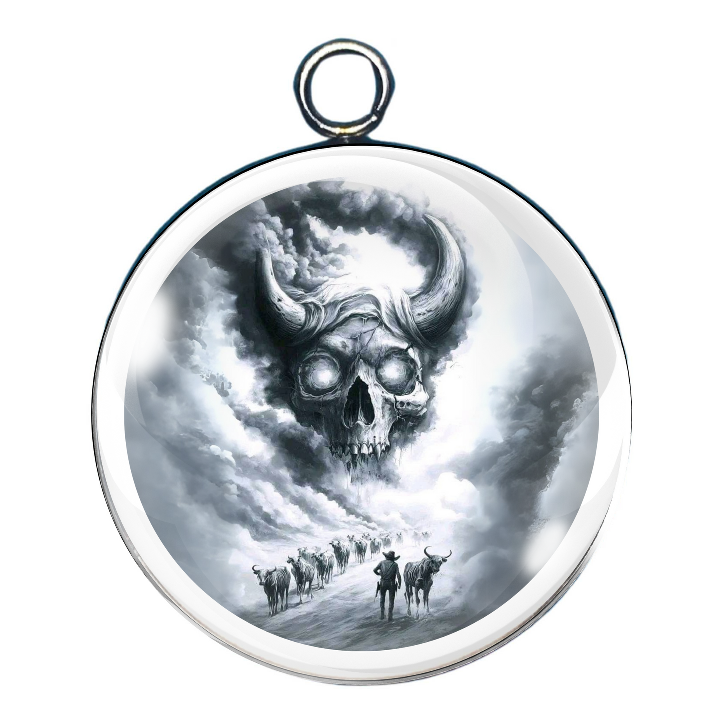 goth skull glass cabochon charm