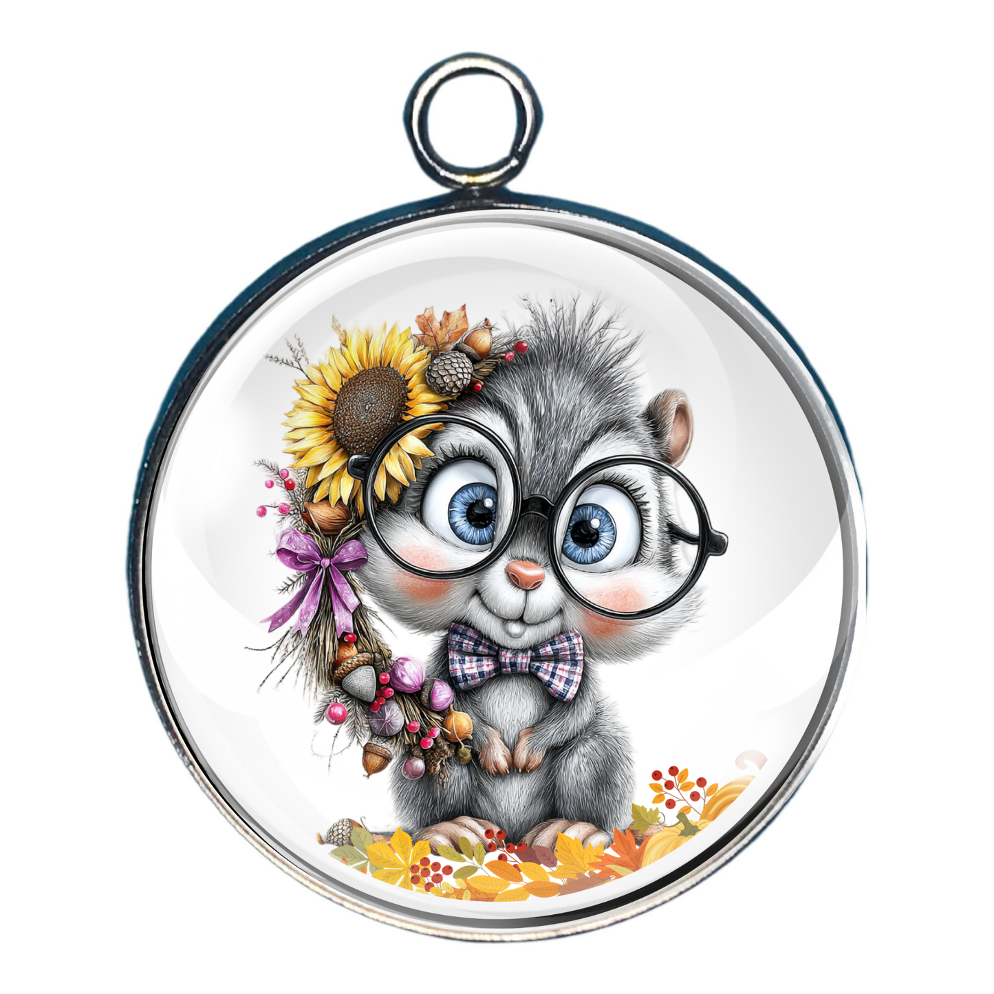 Fall Furry Friends, Autumn Woodland Animal Glass Cabochon Charms