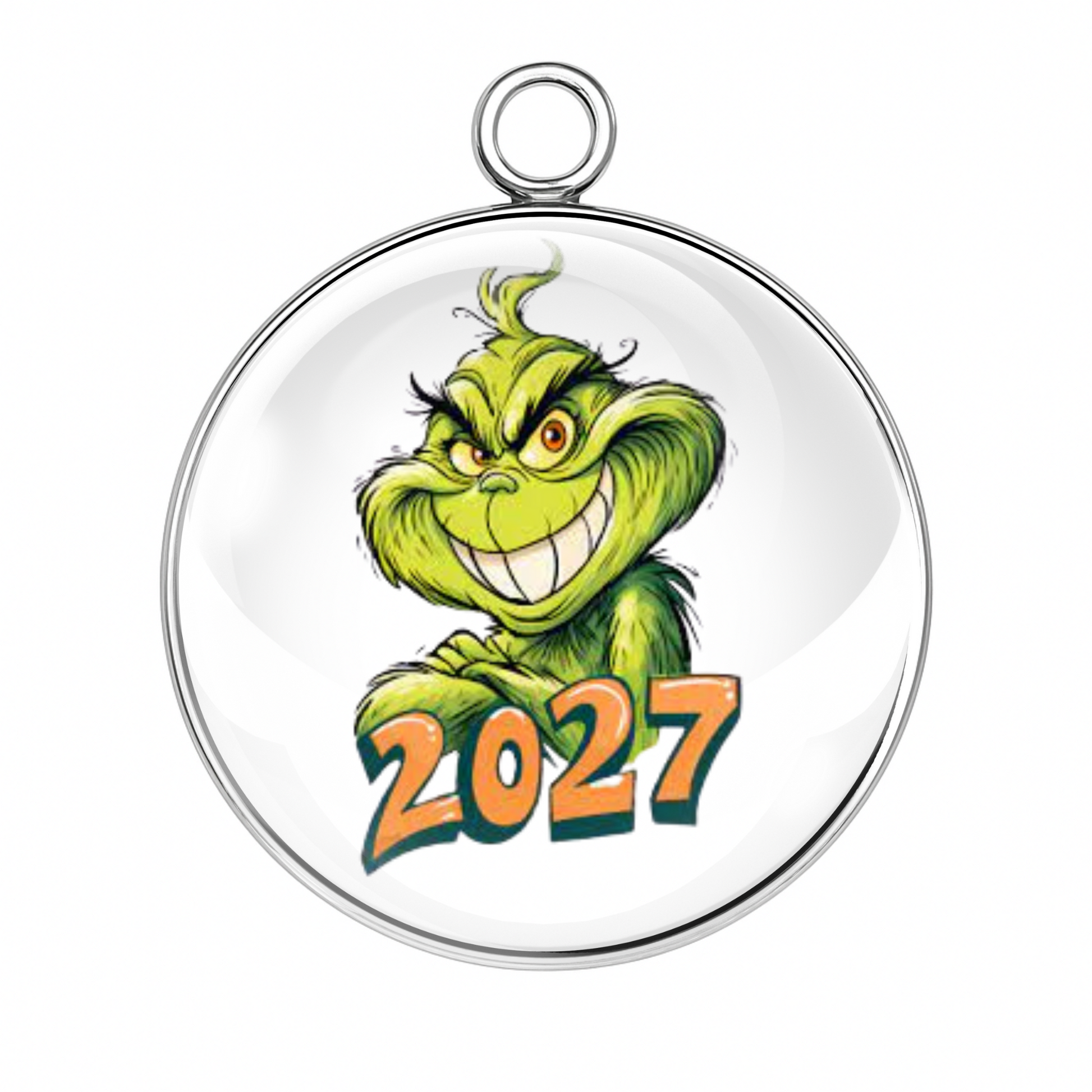 Style 8 – Grinch 2027
Alt Tag: “2027 Grinch Christmas cabochon charm for jewelry making”