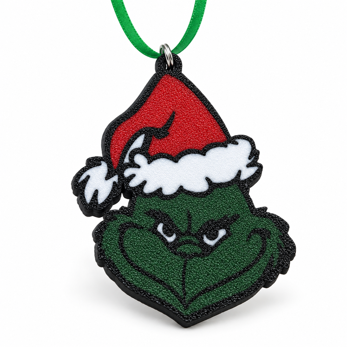Grinch Christmas Ornament Double Sided 3D Printed Santa Hat Holiday Tree Decor