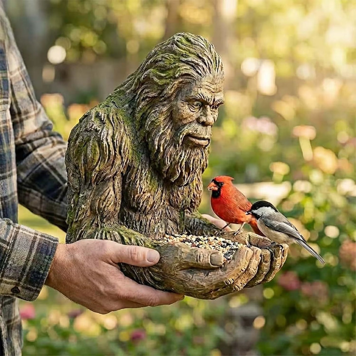 Bigfoot Bird Feeder Statue – Sasquatch Resin Hanging Feeder Yard Garden Decor