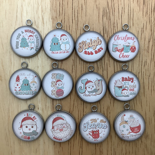 Retro Christmas Style Glass Cabochon Charms