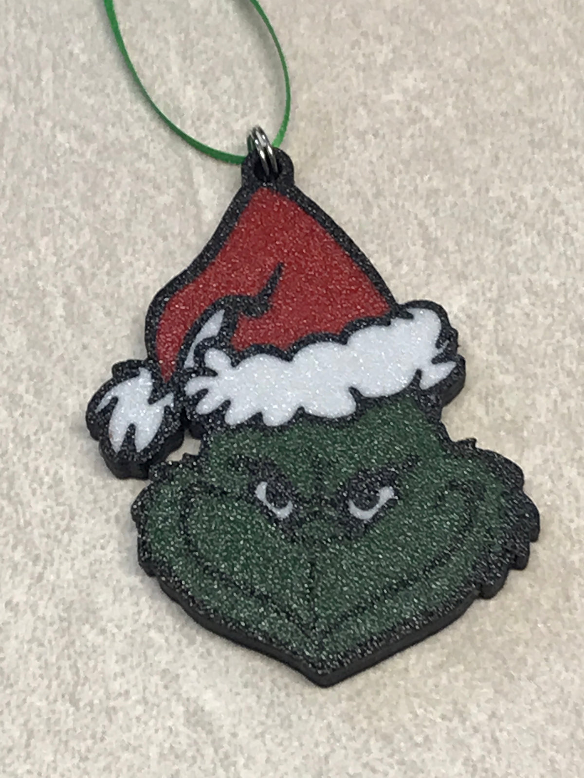 Grinch Christmas Ornament Double Sided 3D Printed Santa Hat Holiday Tree Decor