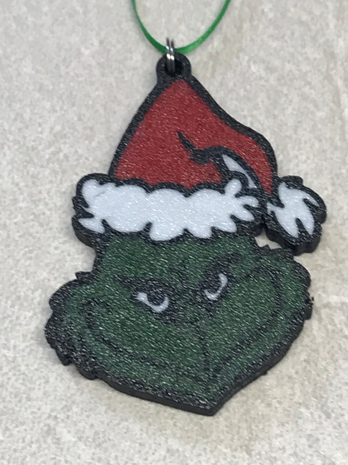 Grinch Christmas Ornament Double Sided 3D Printed Santa Hat Holiday Tree Decor