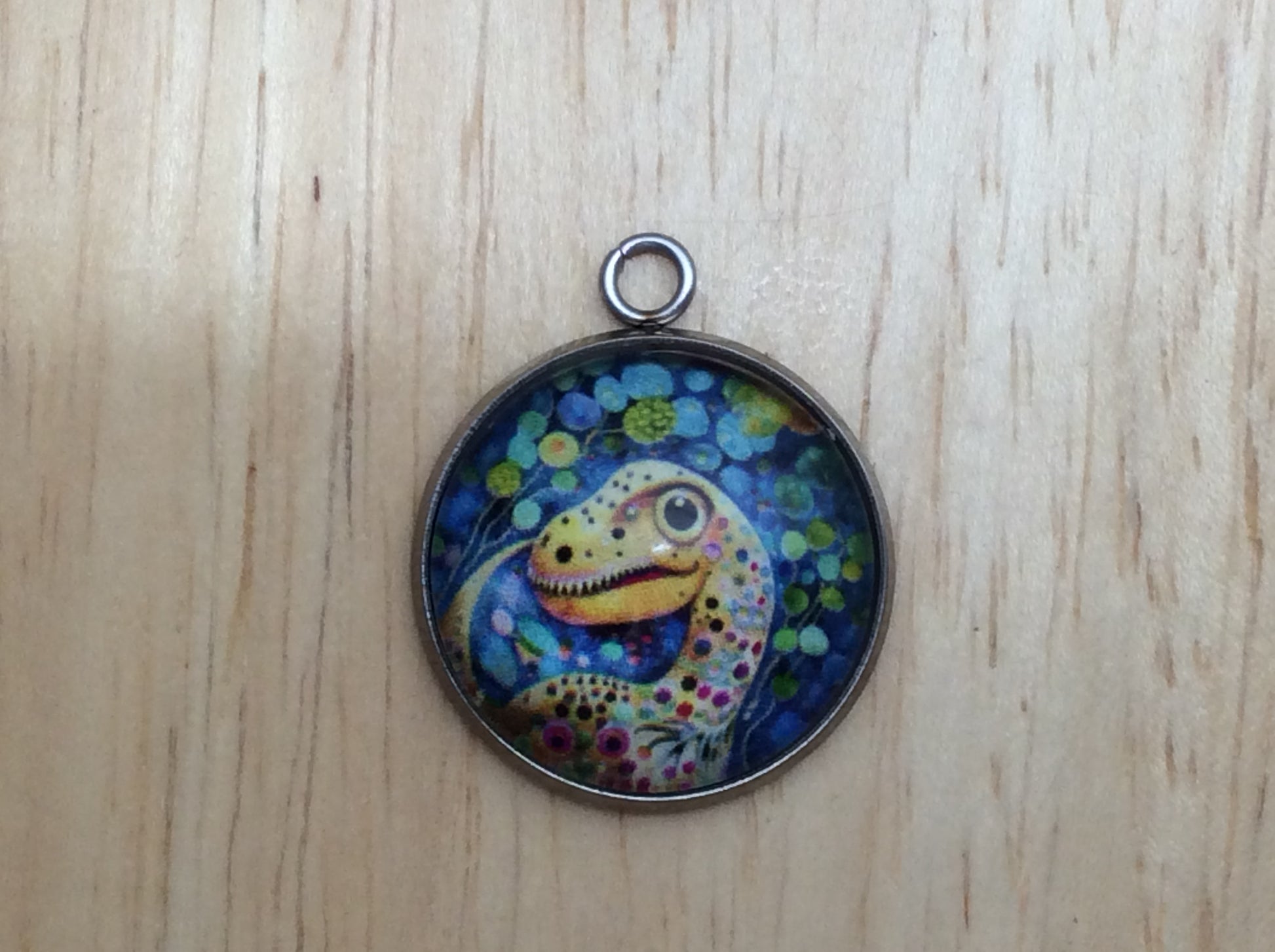 cute dinosaur painting glass cabochon charm