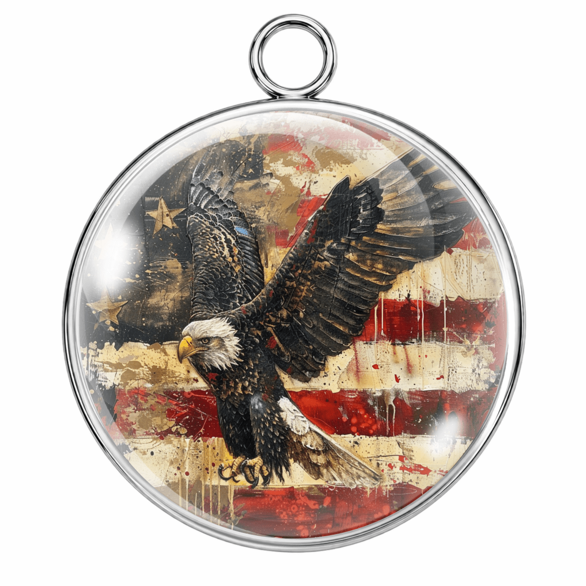 Pendant with an eagle design on a flag background