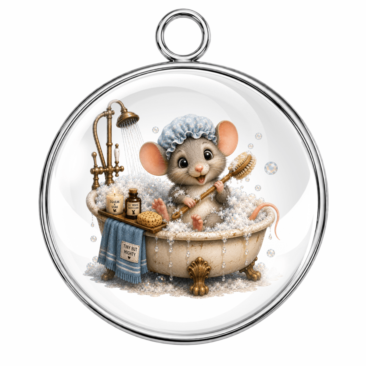 Animal Bath Time Glass Cabochon Charms