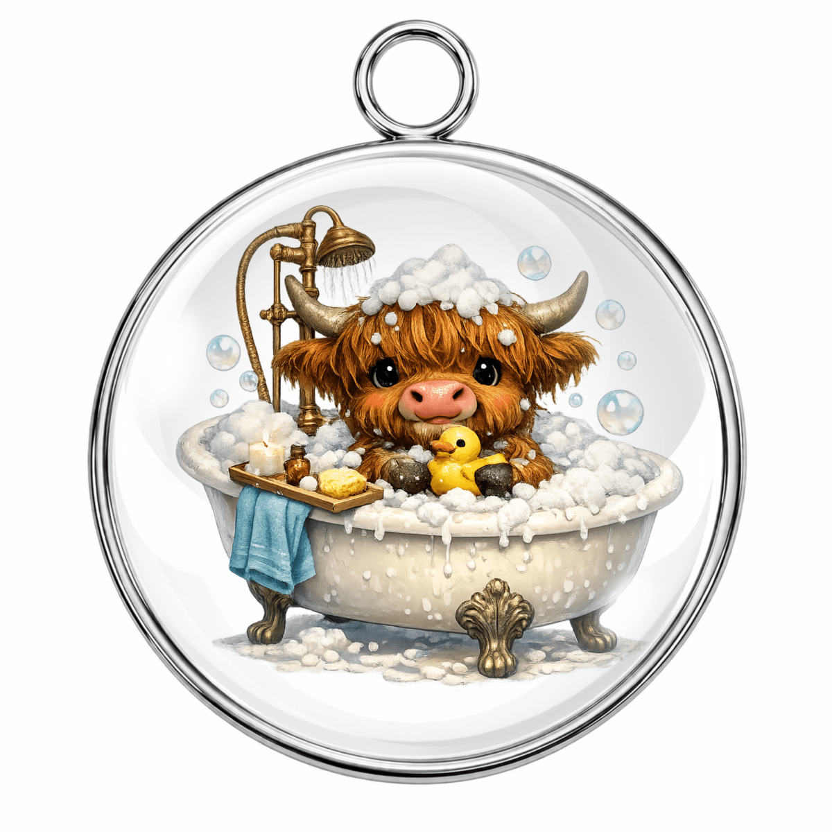 Animal Bath Time Glass Cabochon Charms