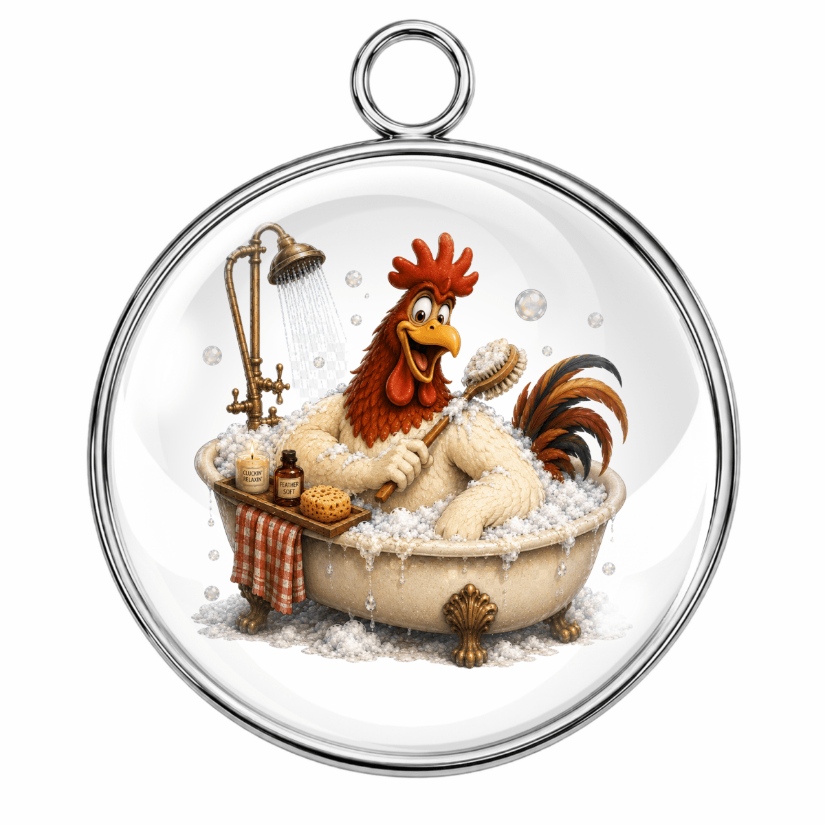 Animal Bath Time Glass Cabochon Charms