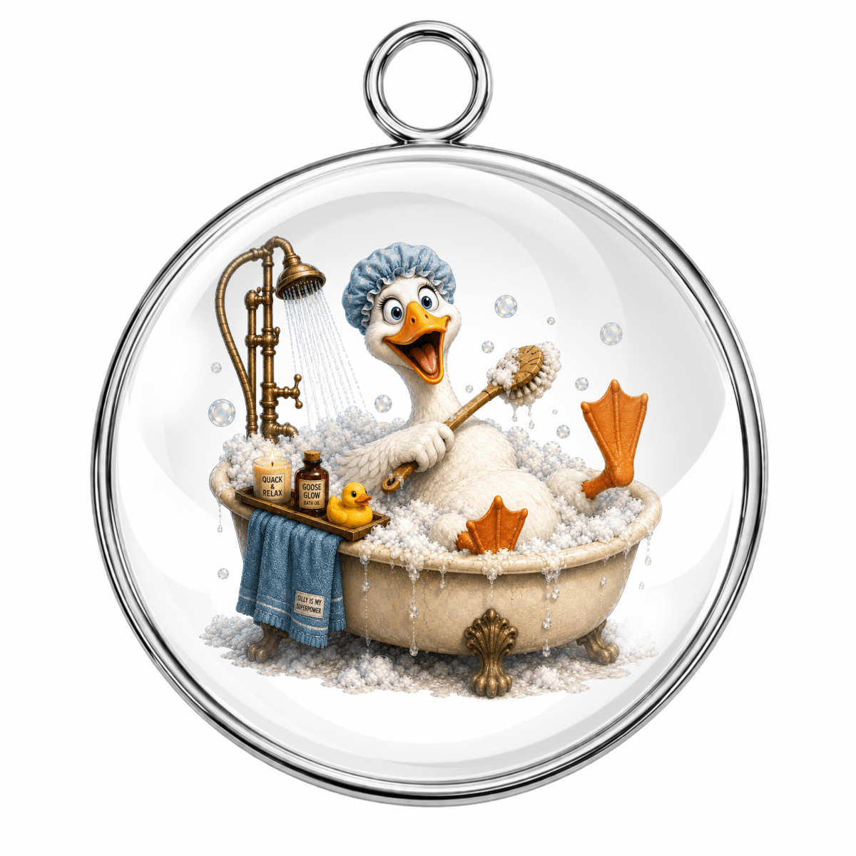 Animal Bath Time Glass Cabochon Charms