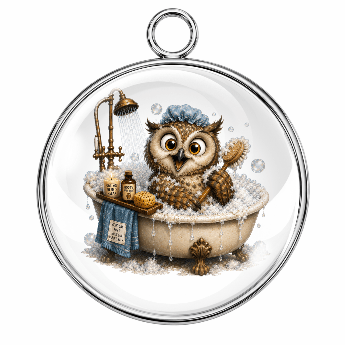 Animal Bath Time Glass Cabochon Charms