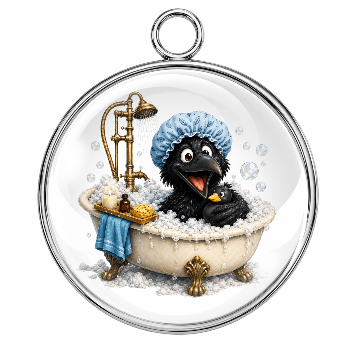 Animal Bath Time Glass Cabochon Charms