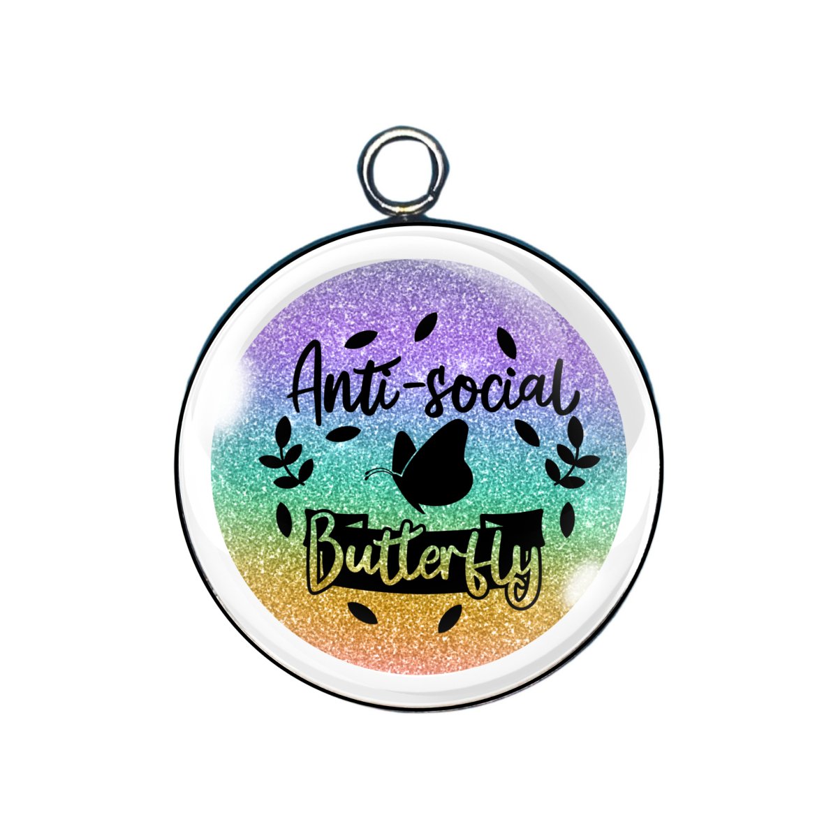 anti-social glass cabochon charm