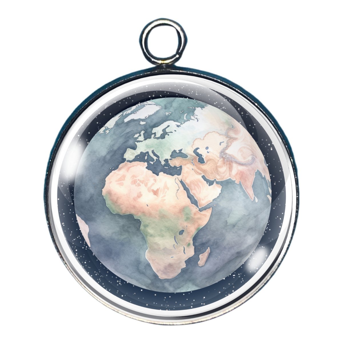 a charm showing the earth in space