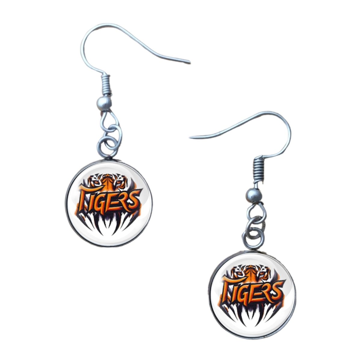 A pair of Tigers glass cabochon dangle earrings