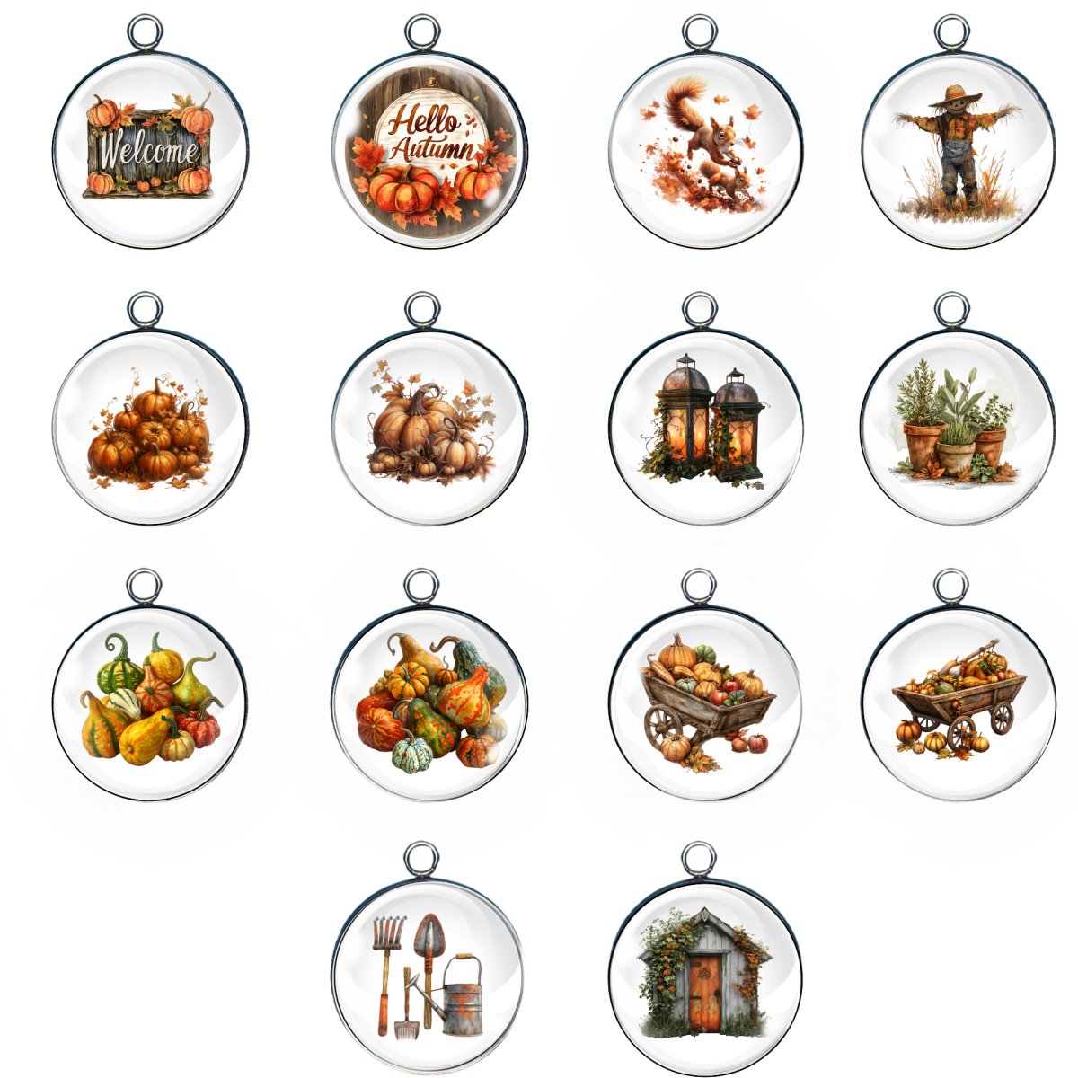 Autumn Garden Charms, Fall Halloween Charms