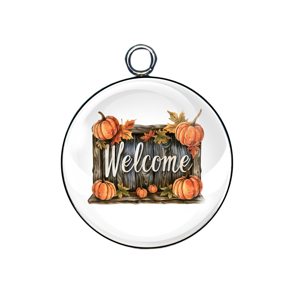 Autumn-Fall glass cabochon charm