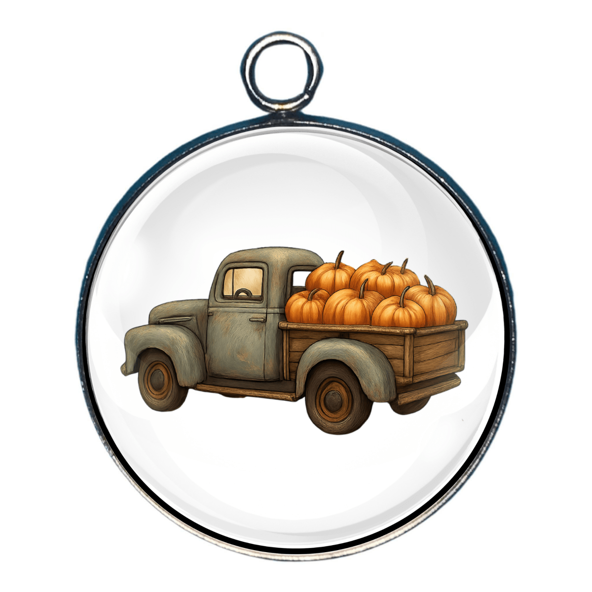Charm of a vintage pickup truck loaded with orange pumpkins