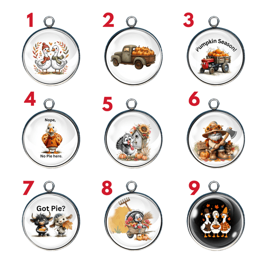 Group of 9 charms featuring Fall and Thanksgiving Charms
