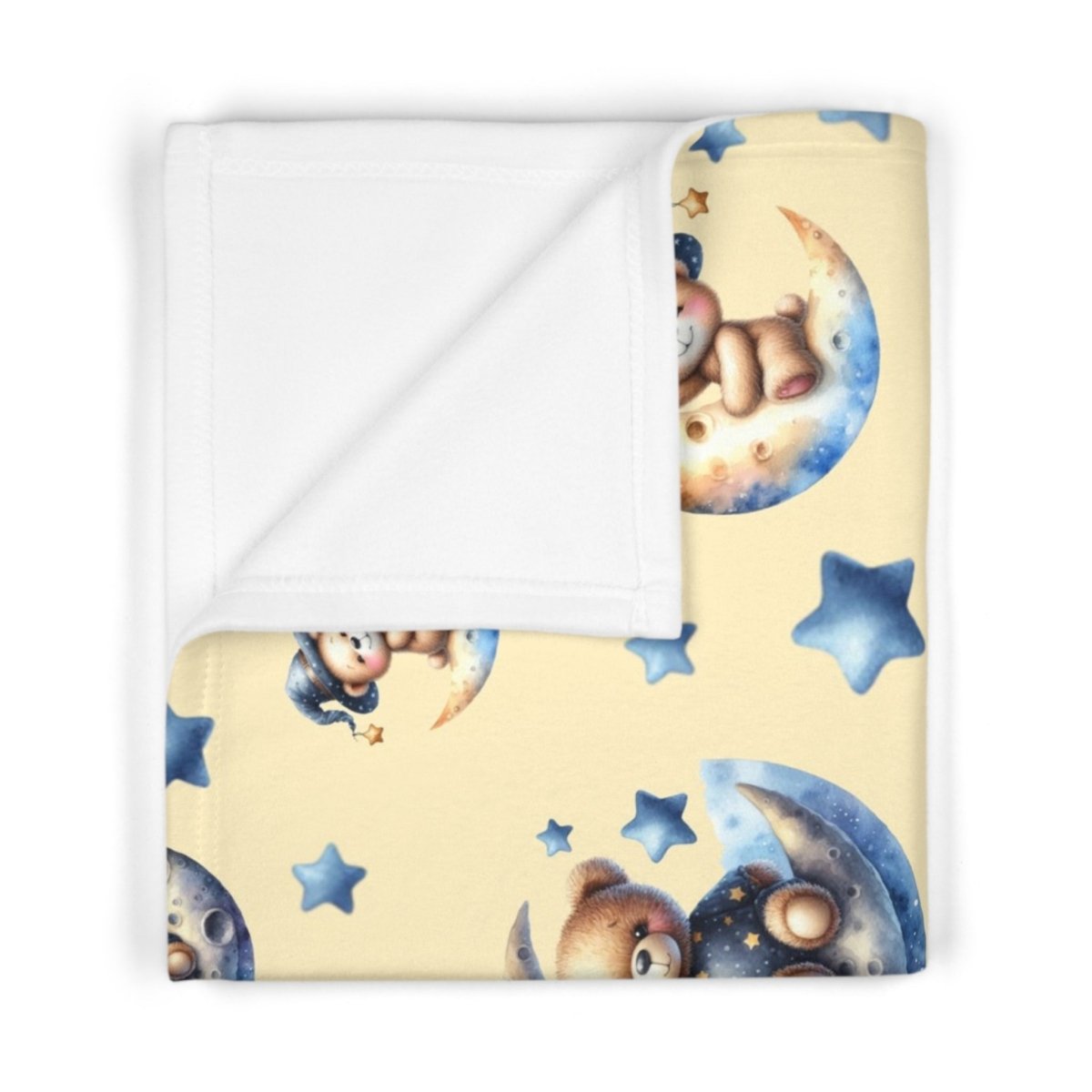 Baby Blanket - Cute Bears on Crescent Moons and Stars Design