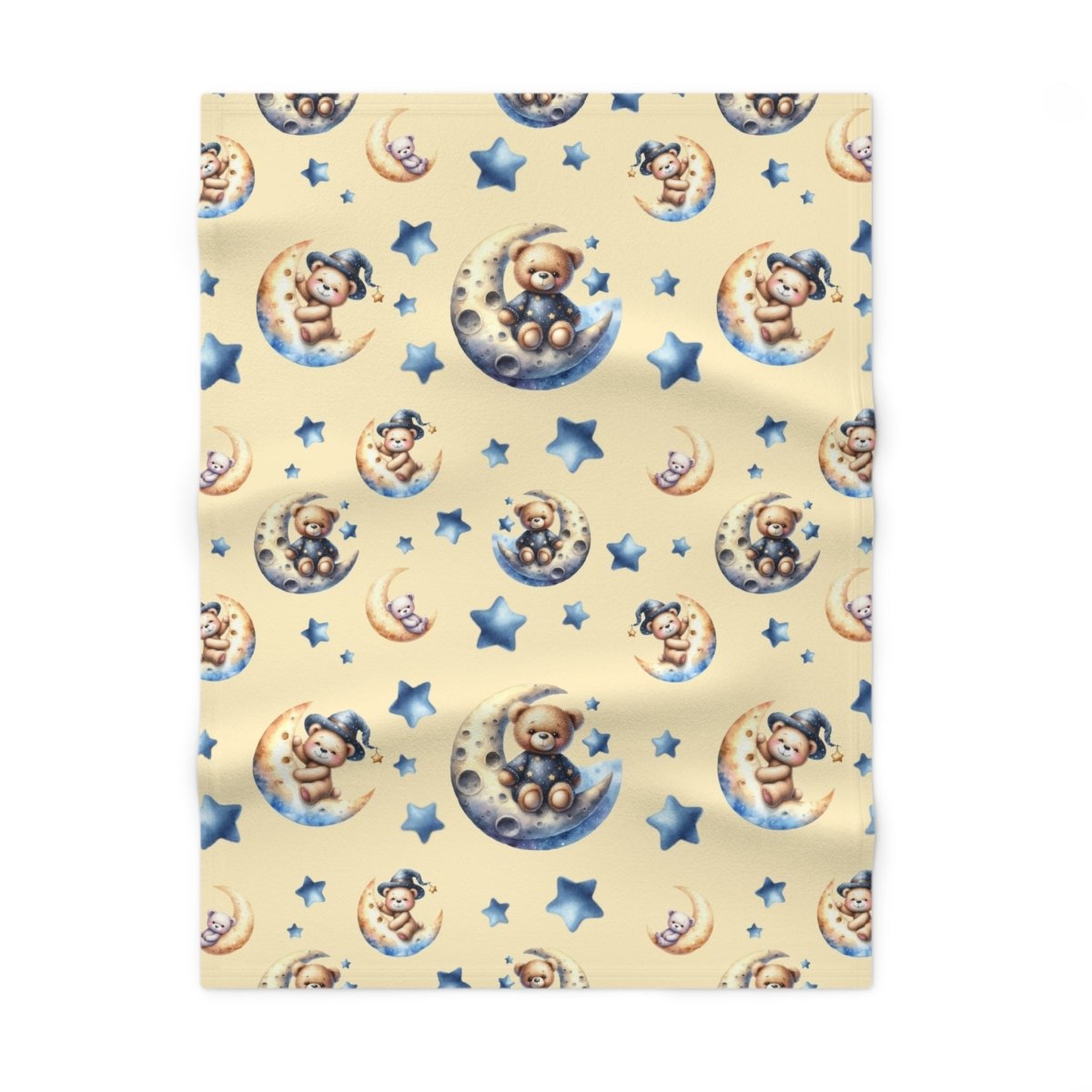 Baby Blanket - Cute Bears on Crescent Moons and Stars Design