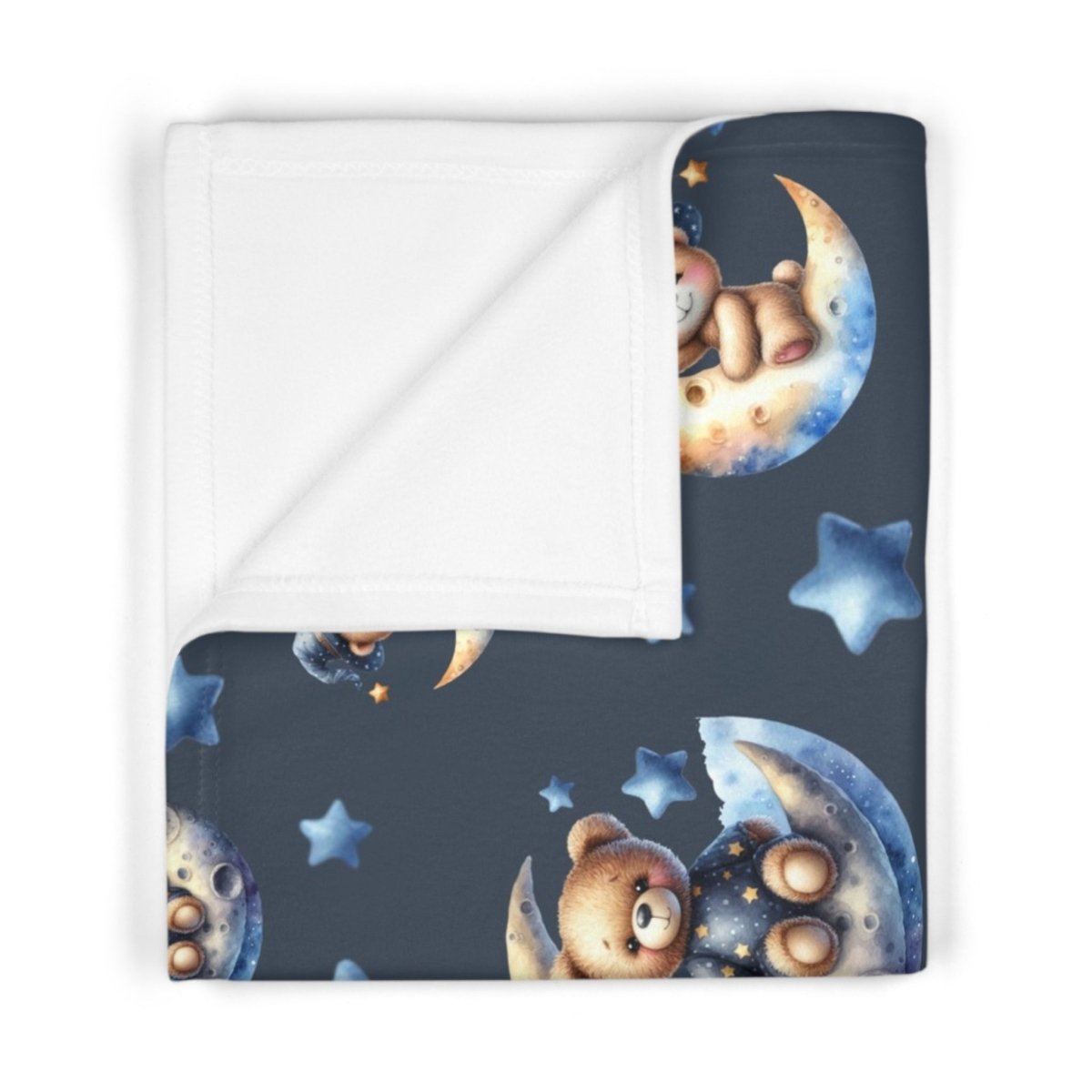 Baby Blanket - Cute Bears on Crescent Moons Design