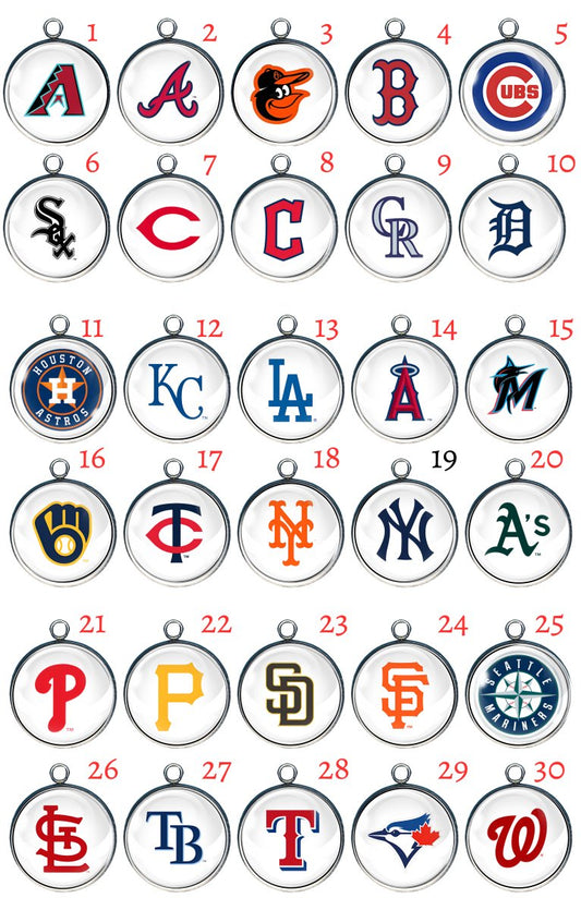 Group of 30 baseball team logos. 