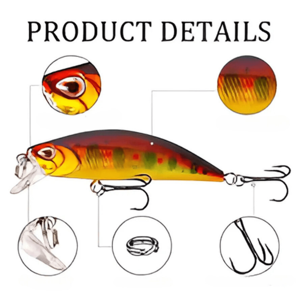 Bass Crankbait Lures, Set 5pcs