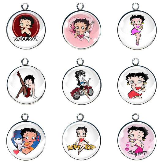 9 Betty Boop Glass cabochon charms