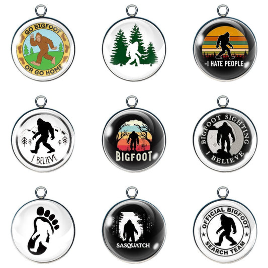 9 bigfoot glass cabochon charms