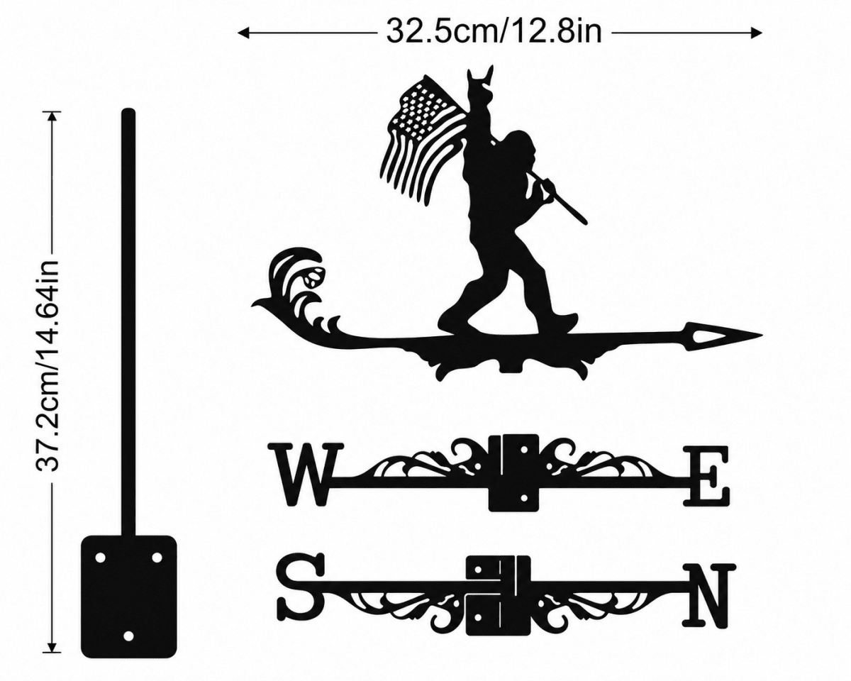 Bigfoot Metal Weathervane – Outdoor Roof, Barn, Garage & Garden Decor