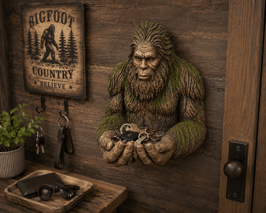 Bigfoot Catch-All Holder – Rustic Sasquatch Key, Coin & Trinket Organizer