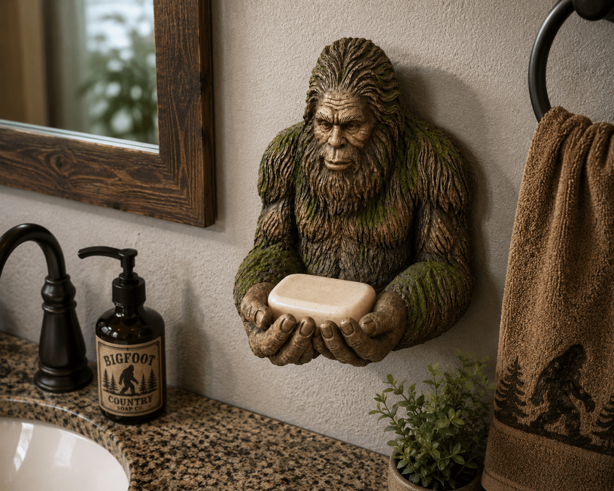 Bigfoot Catch-All Holder – Rustic Sasquatch Key, Coin & Trinket Organizer