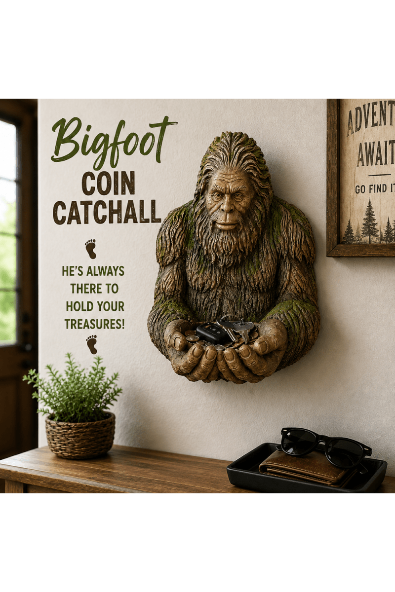 Bigfoot Catch-All Holder – Rustic Sasquatch Key, Coin & Trinket Organizer