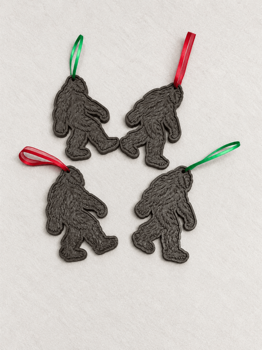 Bigfoot Christmas Ornaments Set of 4 – 3D Printed Sasquatch Tree Decorations