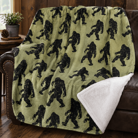 Bigfoot Sasquatch Blanket 60" x 80" – Soft Flannel Cryptid Throw, Cozy Forest Cabin Decor