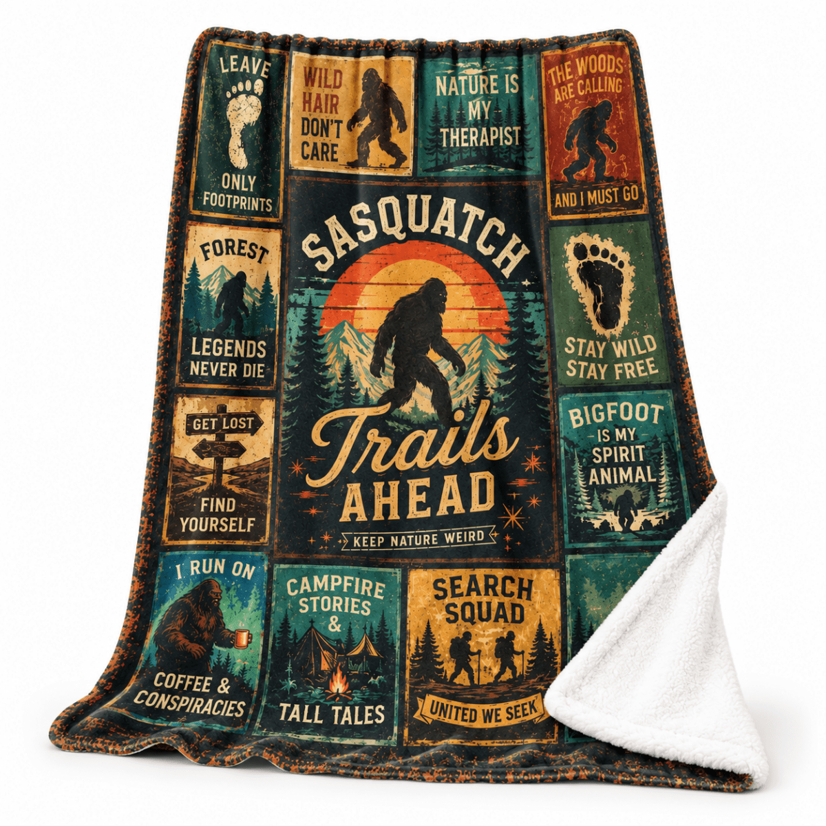 Bigfoot Sasquatch Blanket 60" x 80" – Soft Flannel Cryptid Throw, Cozy Forest Cabin Decor