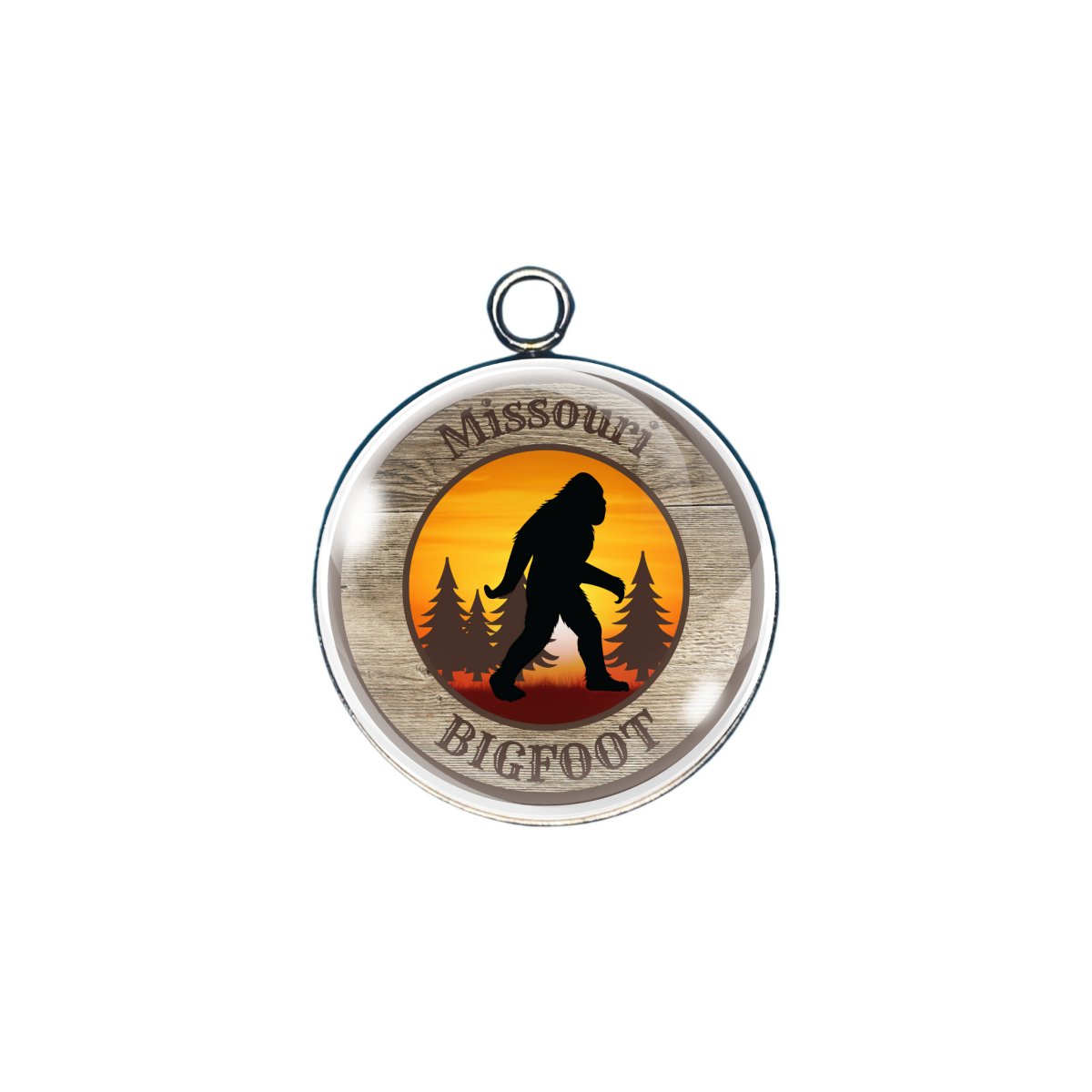 Missouri Bigfoot state glass cabochon charm