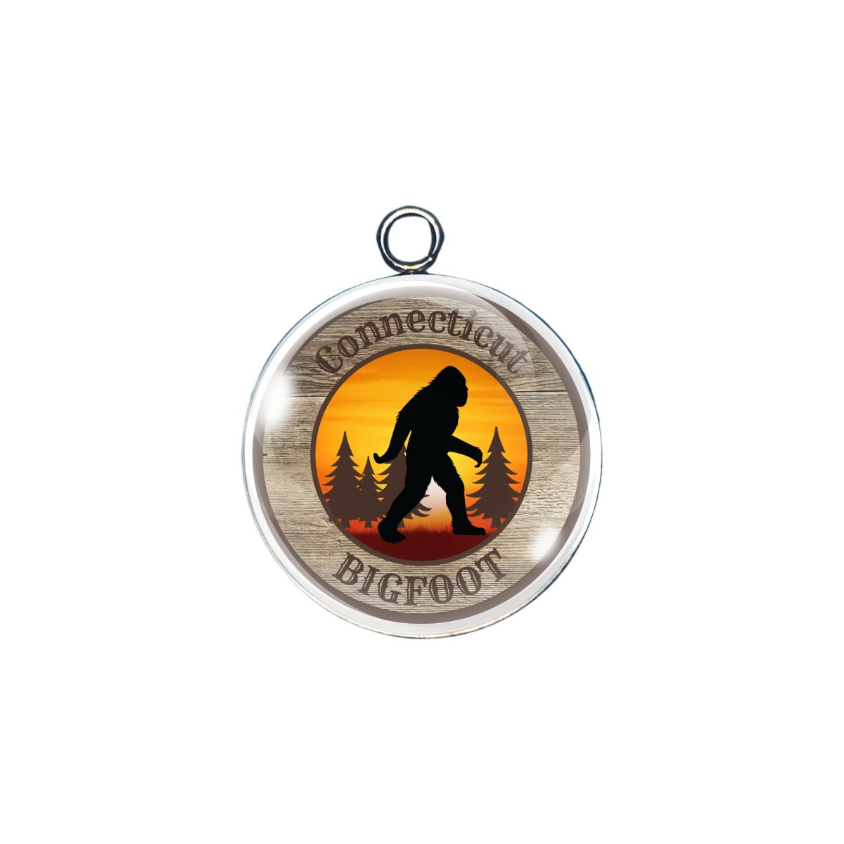 Connecticut Bigfoot state glass cabochon charm