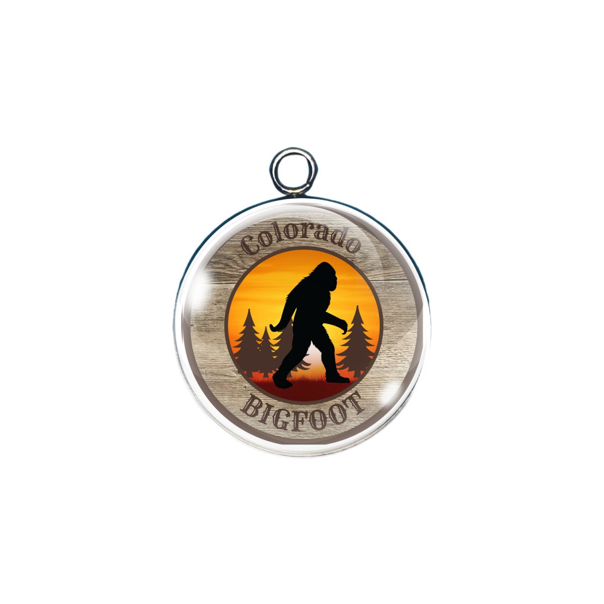 Colorado Bigfoot state glass cabochon charm