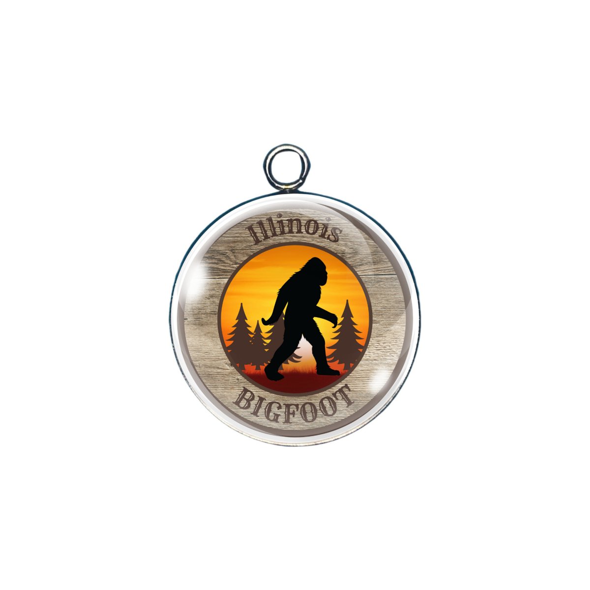 Illinois Bigfoot state glass cabochon charm