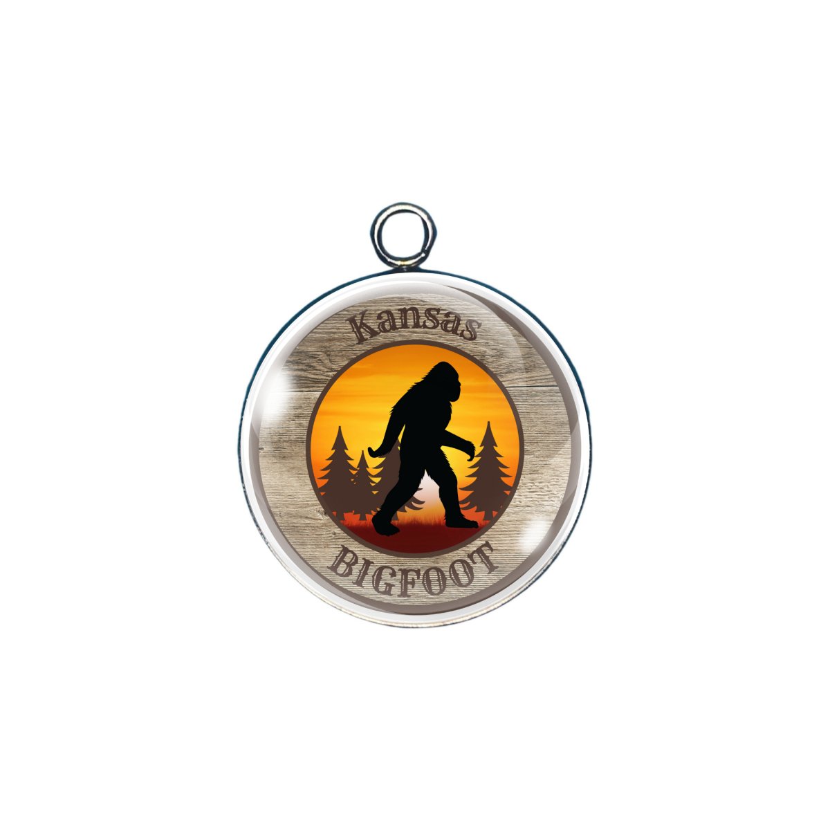 Kansas Bigfoot state glass cabochon charm