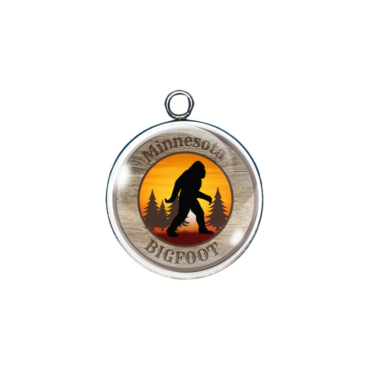 Minnesota Bigfoot state glass cabochon charm