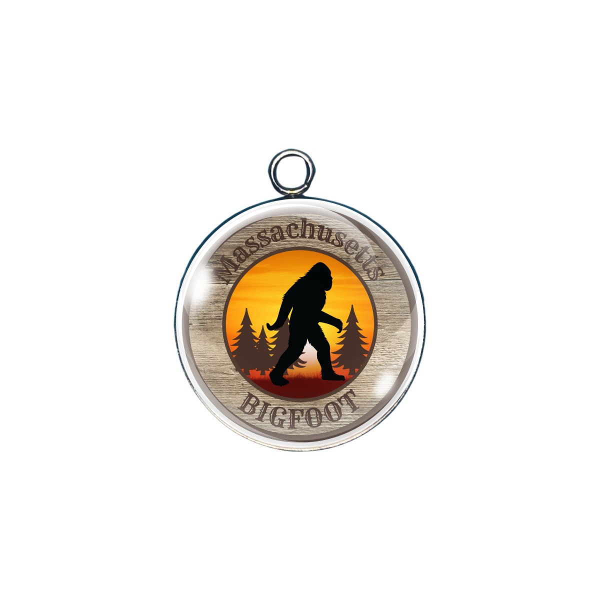 Massachusetts Bigfoot state glass cabochon charm