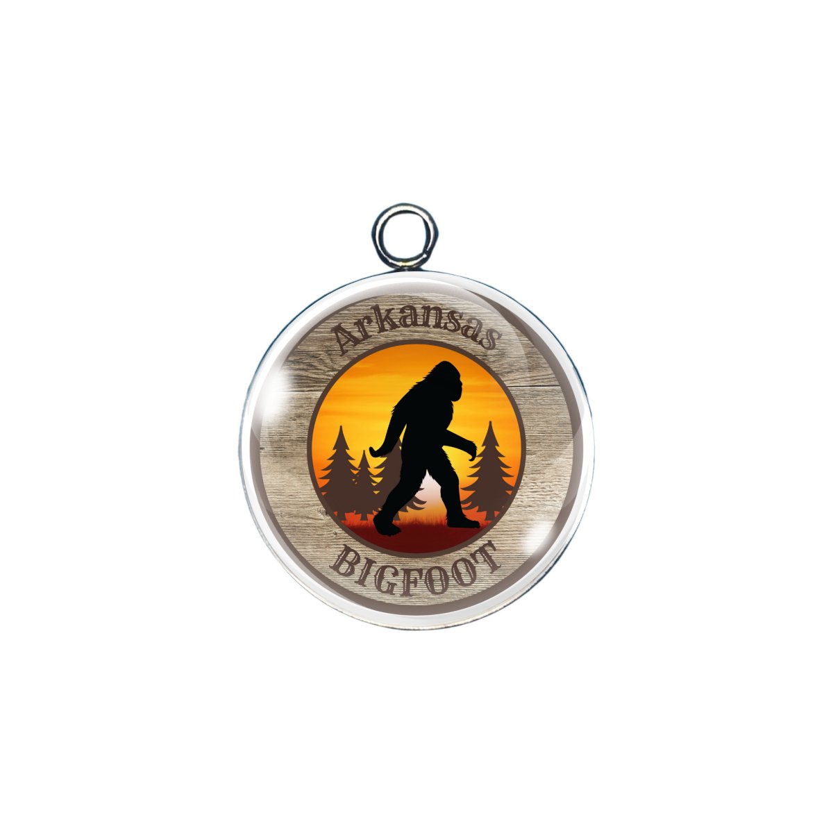 Arkansas Bigfoot state glass cabochon charm